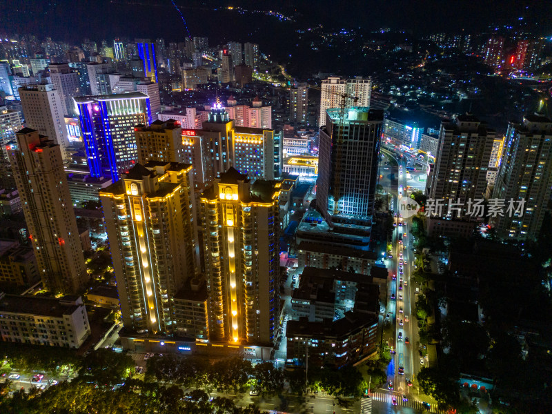 兰州城市夜景灯光航拍图