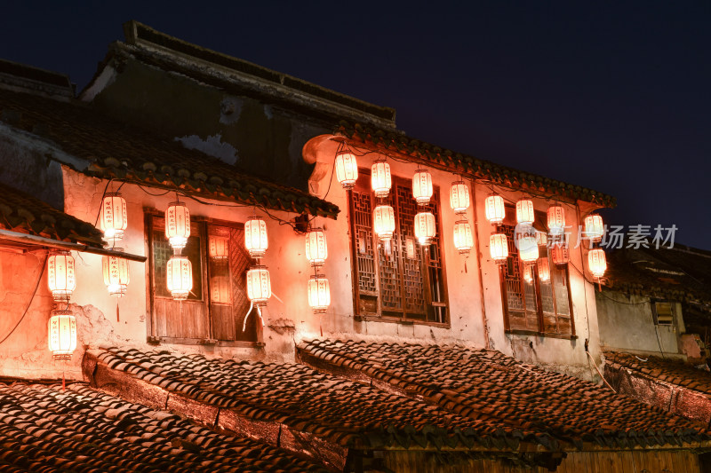 西塘古镇景区夜景，江南水乡