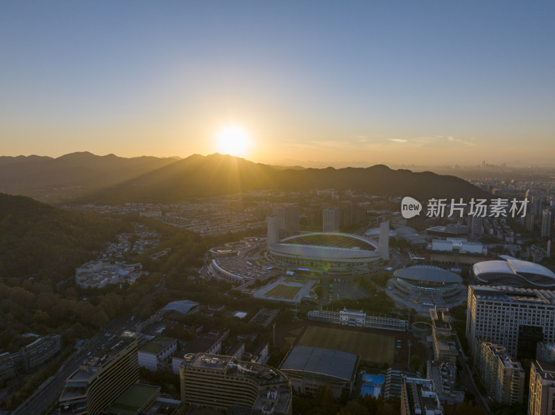 杭州西湖区城市风光航拍