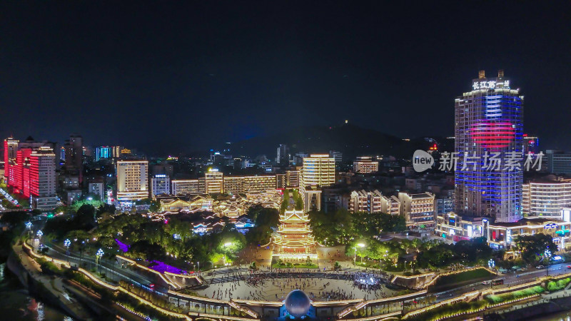 四川宜宾合江门广场夜景