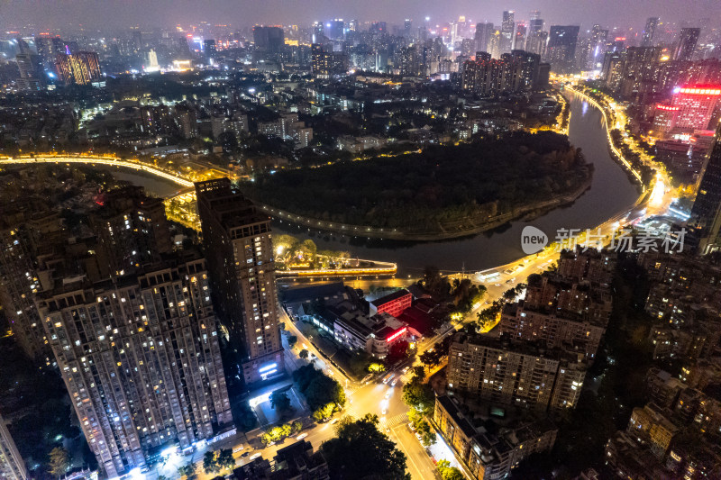 四川成都万家灯火夜景航拍图