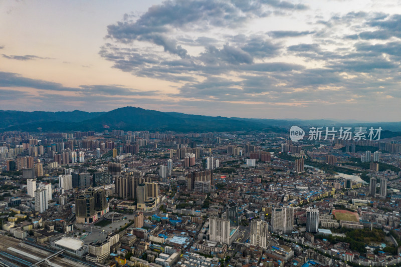 湖南怀化城市日落晚霞夕阳