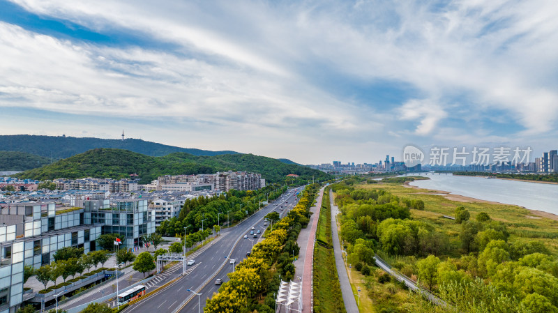 湖南长沙湘江橘子洲景区与湘江风光