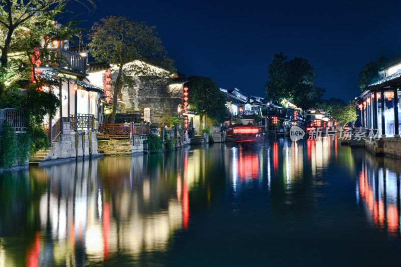 西塘古镇景区夜景，江南水乡