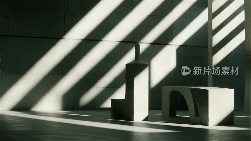 室内光影下的现代雕塑摆件