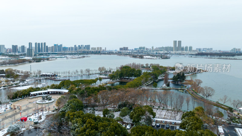 武汉金银湖湿地公园下雪景色