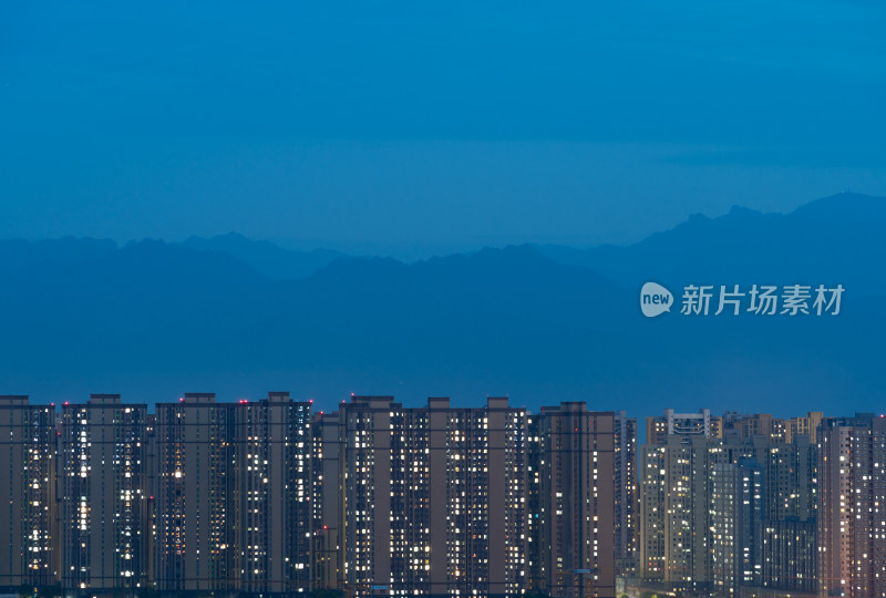 航拍西安夜景全景图