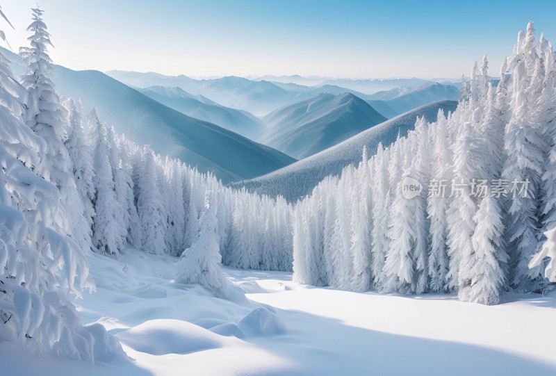 冬季森林白雪覆盖风景