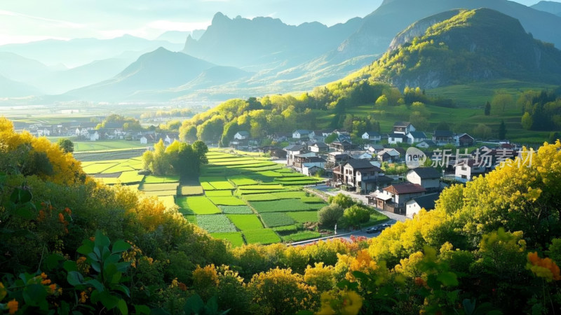 春暖花开美丽乡村 大场景