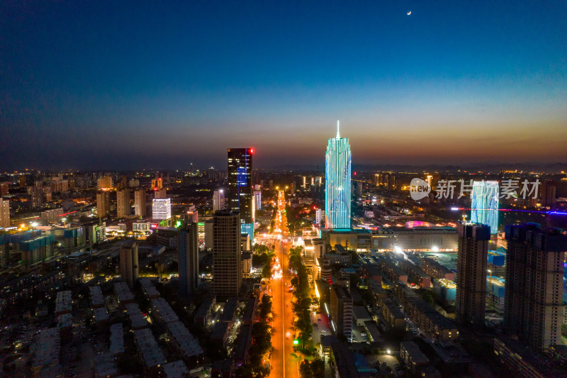 河北保定城市夜景灯光航拍摄影图