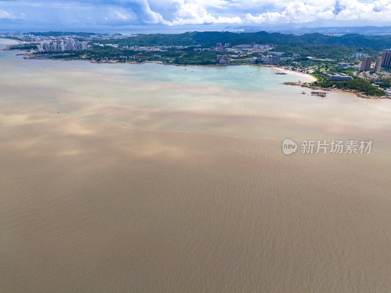 广东汕头城市风光河流航拍图