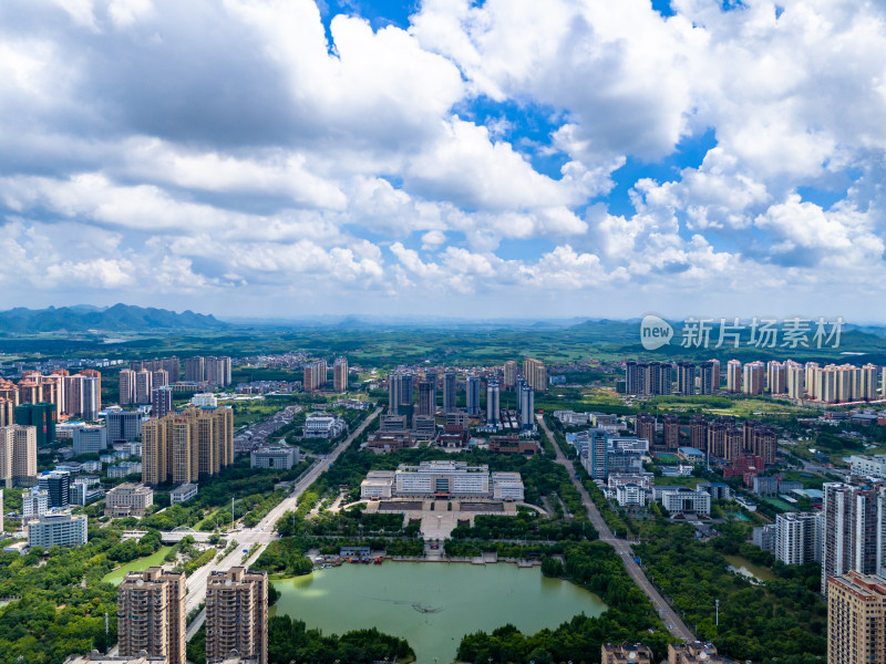 广西来宾城市风光航拍图