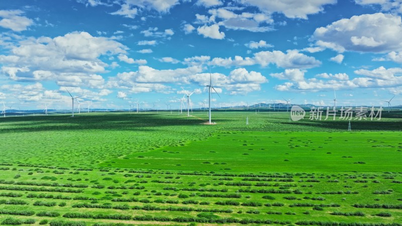 草原风车风力发电航拍