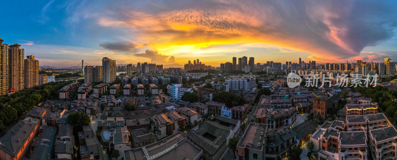 夕阳福州城市风光