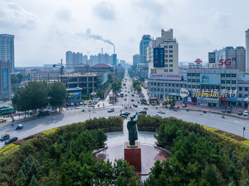 中国东北辽宁阜新市区城市风景航拍