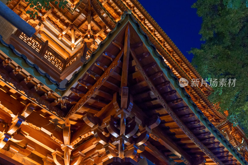 广州大佛寺中式传统仿古建筑夜景灯光