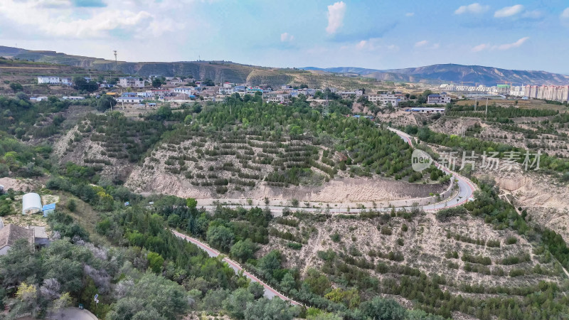 甘肃定西山川地地貌黄土高原航拍图