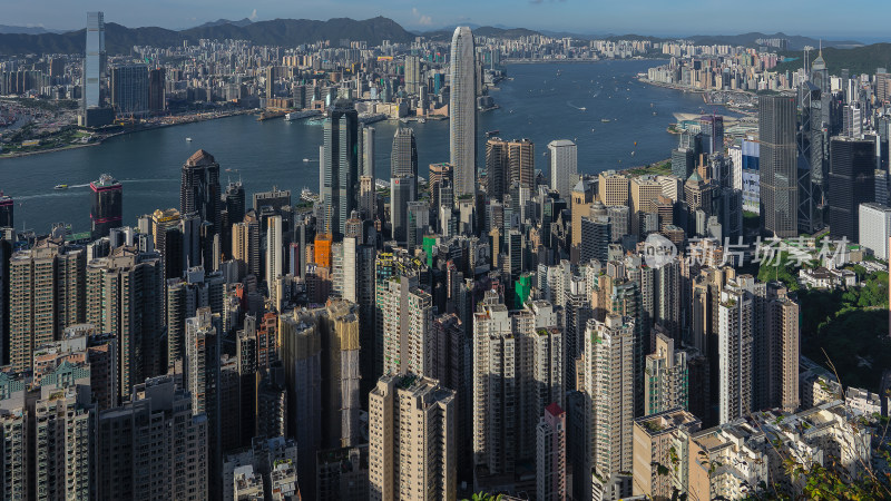 香港维多利亚港城市天际线中环城市建筑群