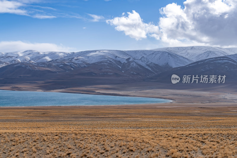 西藏阿里地区当若雍措雪山湖泊的壮阔景色