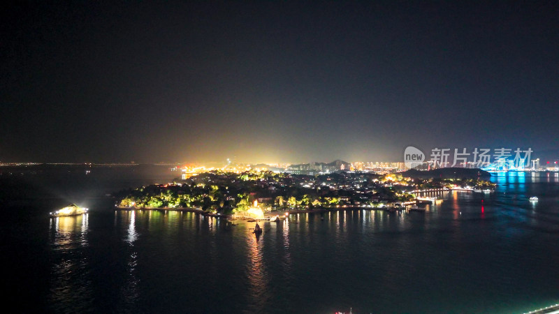 福建厦门城市夜景灯光航拍