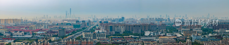航拍上海陆家嘴城市天际线全景图