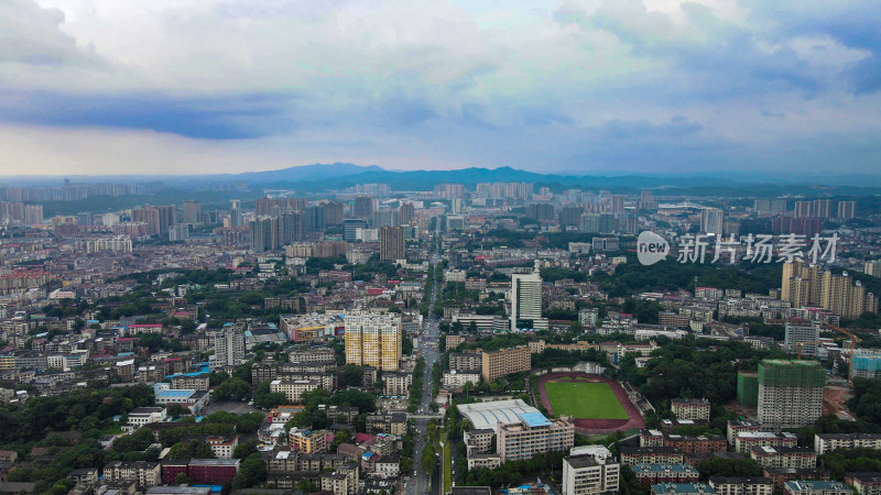 湖南益阳城市风光航拍图