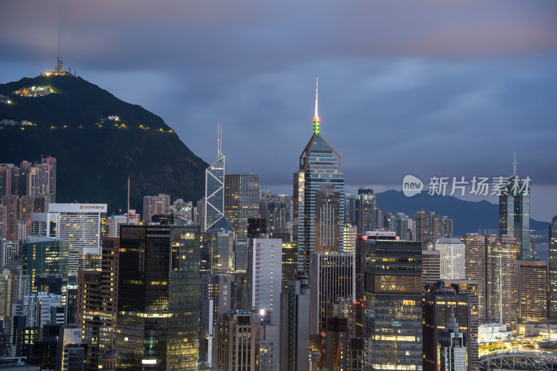 香港维多利亚港CBD中环夜景日出繁华都市