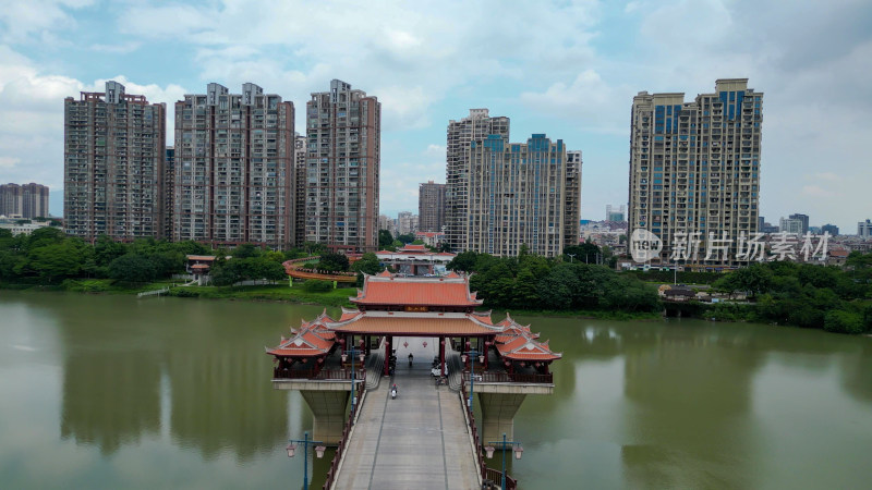 航拍福建漳州古城南山桥