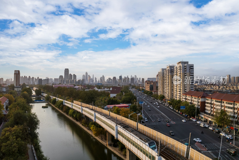 天津中山门地铁沿线城市建筑风光航拍