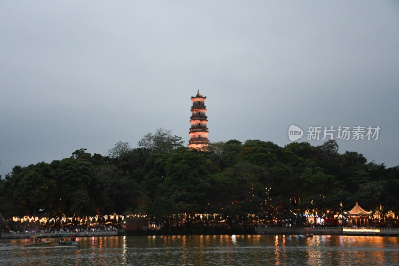 广东惠州：西湖景区泗洲塔夜景