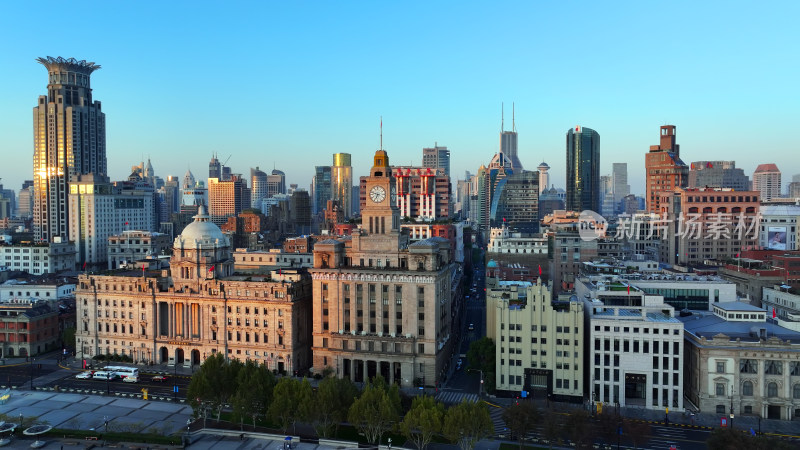 上海外滩建筑群城市风光全景