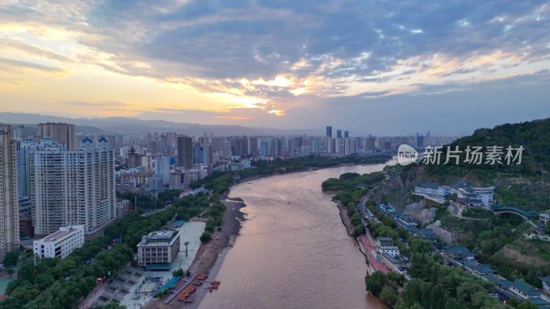 甘肃兰州黄河风光兰州大景航拍