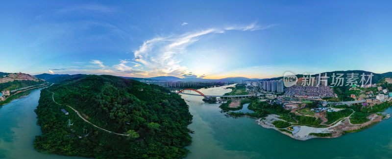 航拍西双版纳景洪市城市风光全景图