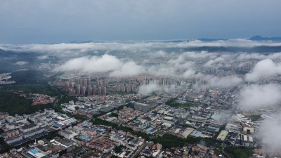 广东东莞：雨后清溪镇云雾缭绕宛如仙境