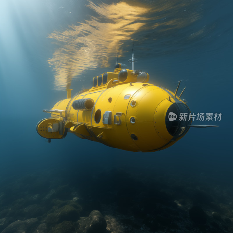 深海探秘的黄色潜水艇