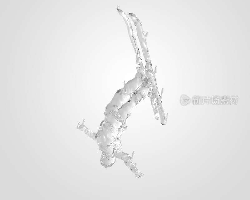 自由滑雪运动员在渐变背景下水液体流体质感