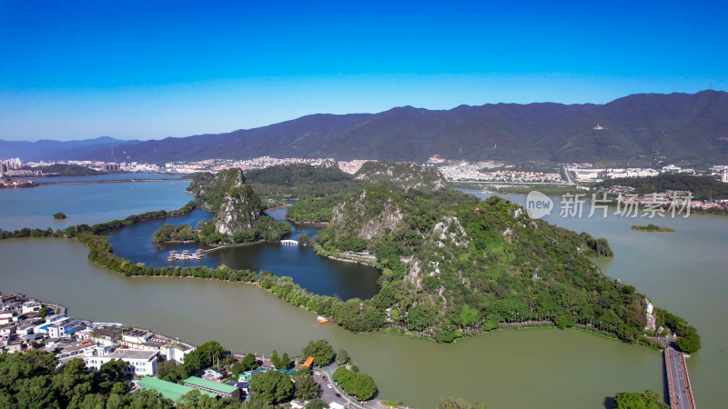 广东肇庆星湖景区七星山5A景区航拍