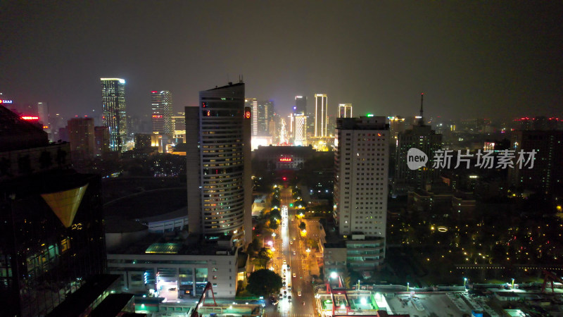 成都天府广场夜景灯光航拍图