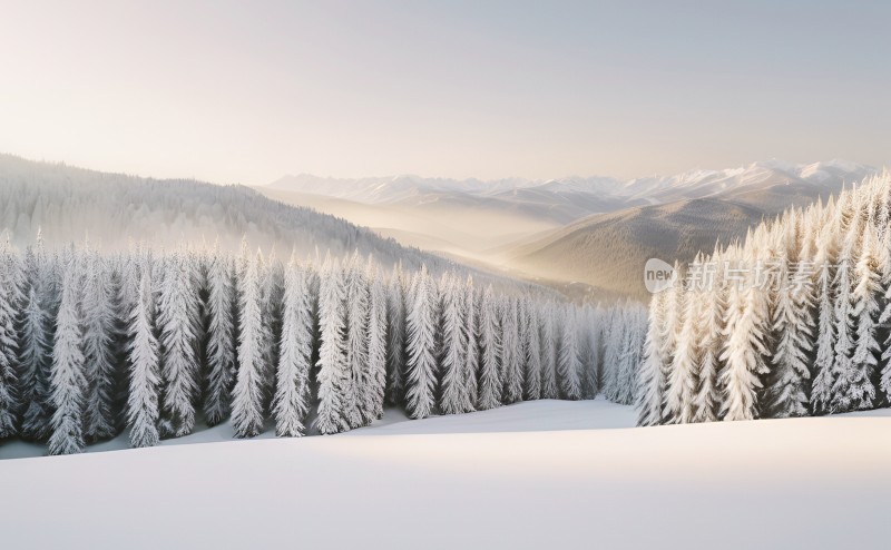 冬季森林白雪覆盖风景