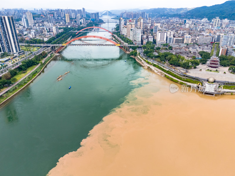 四川宜宾河流风光航拍图