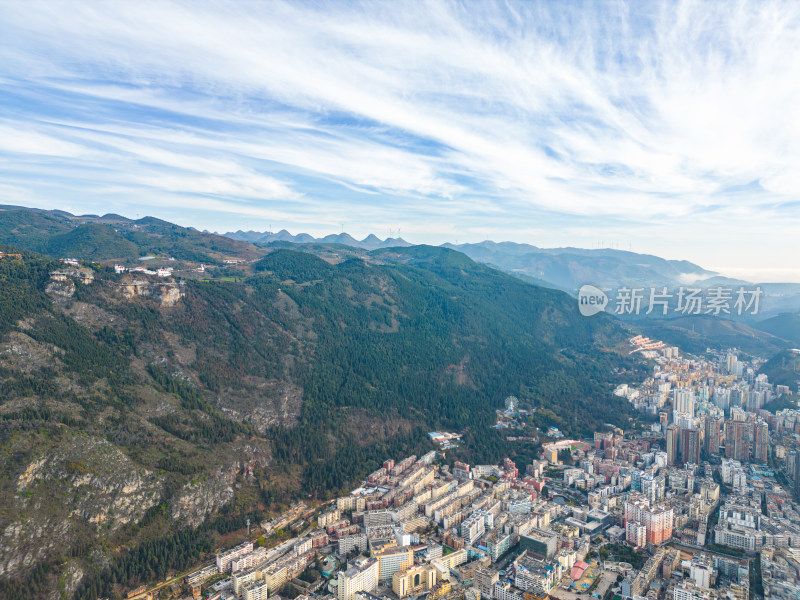 航拍云南红河州个旧市城市风光