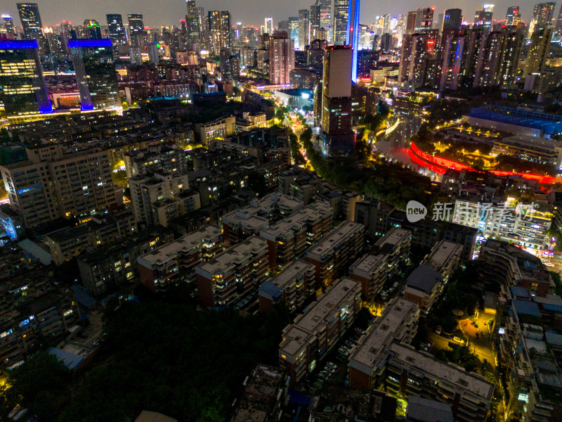 成都夜景交通航拍图