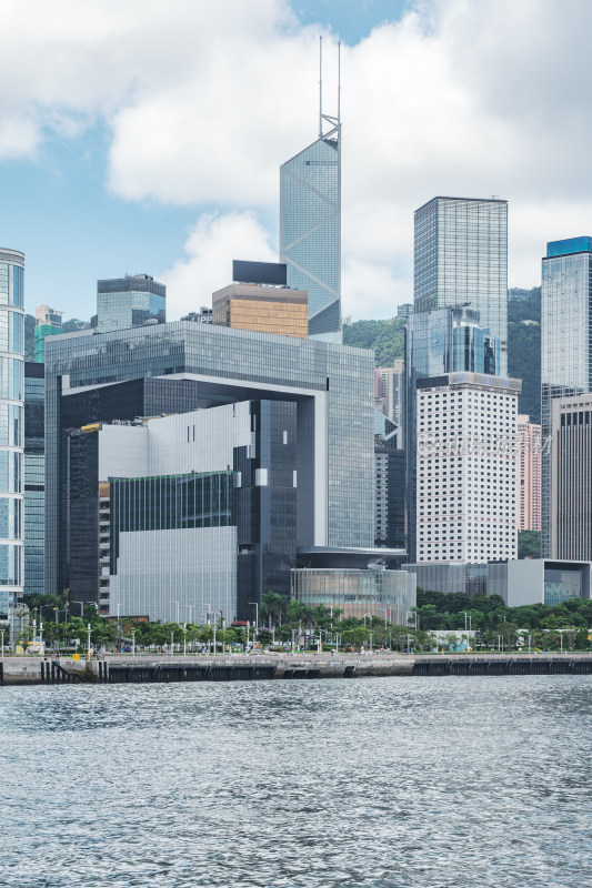 香港滨水高楼建筑城市风光