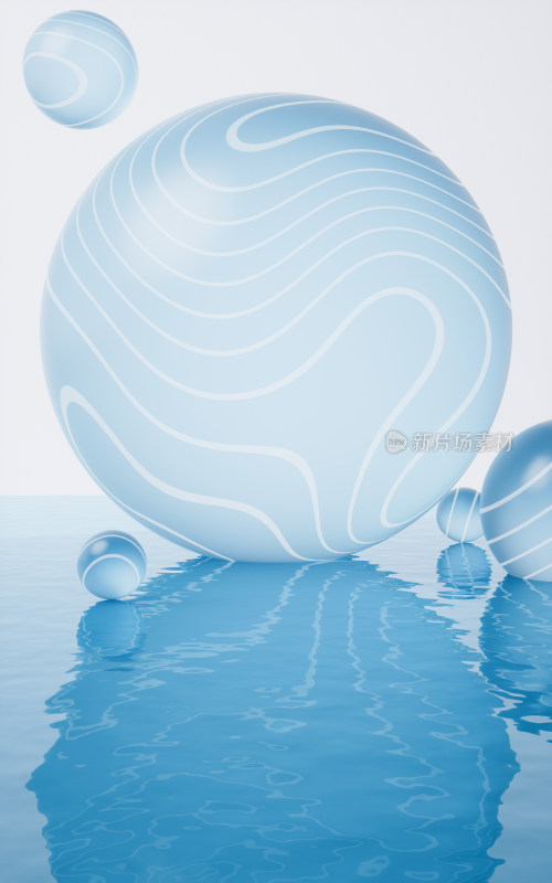 透明球体与水面3D渲染