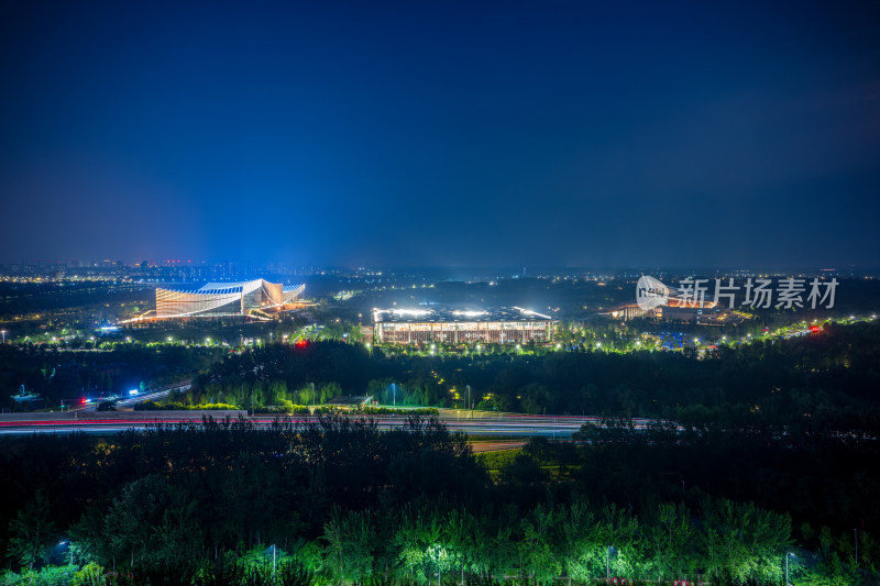 北京通州区三大馆三大建筑夜景