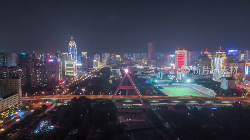 青海西宁夜景西宁中心广场西宁昆仑桥夜景