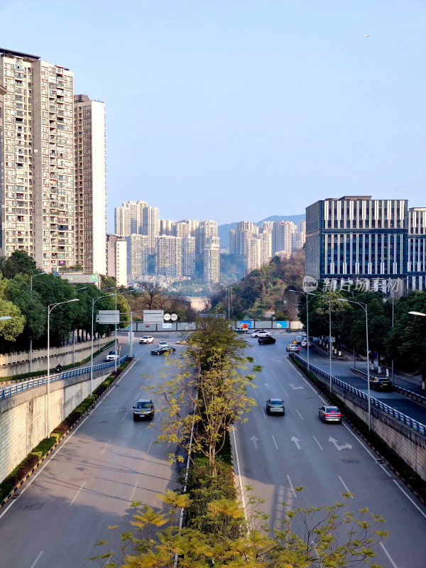 重庆城市街道高楼建筑景观