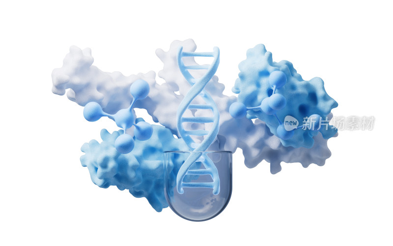 医药药物胶囊与DNA生物科技3D渲染