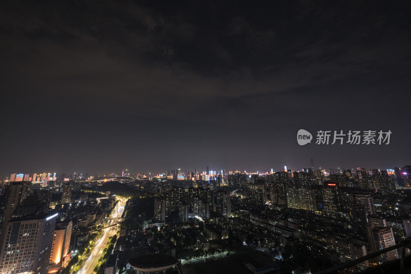 夜幕下灯火辉煌的武汉城市夜景全景