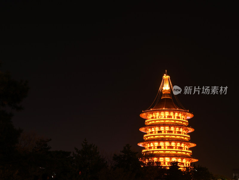 河南省洛阳市旅游景点明堂天堂古建筑夜景